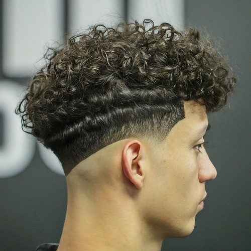 50 Curly Hair Mid Taper Fade Men’s Haircut